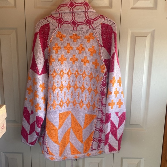 Free People Bright & Optimistic Oversized Shawl Collar Snap Close Knit Cardigan - Picture 8 of 17